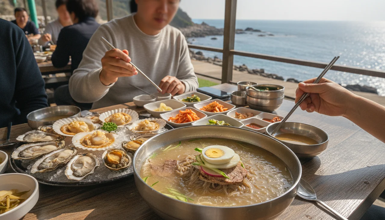 거제 미식의 시작: 시원한 냉면과 신선한 해산물